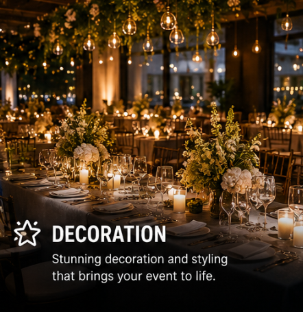 Elegant event dinner table with candles and floral decoration