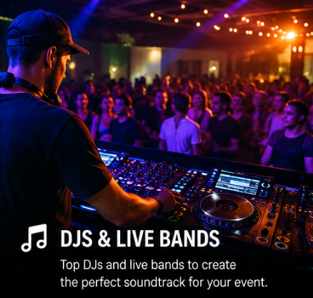 DJ performing for a lively event crowd