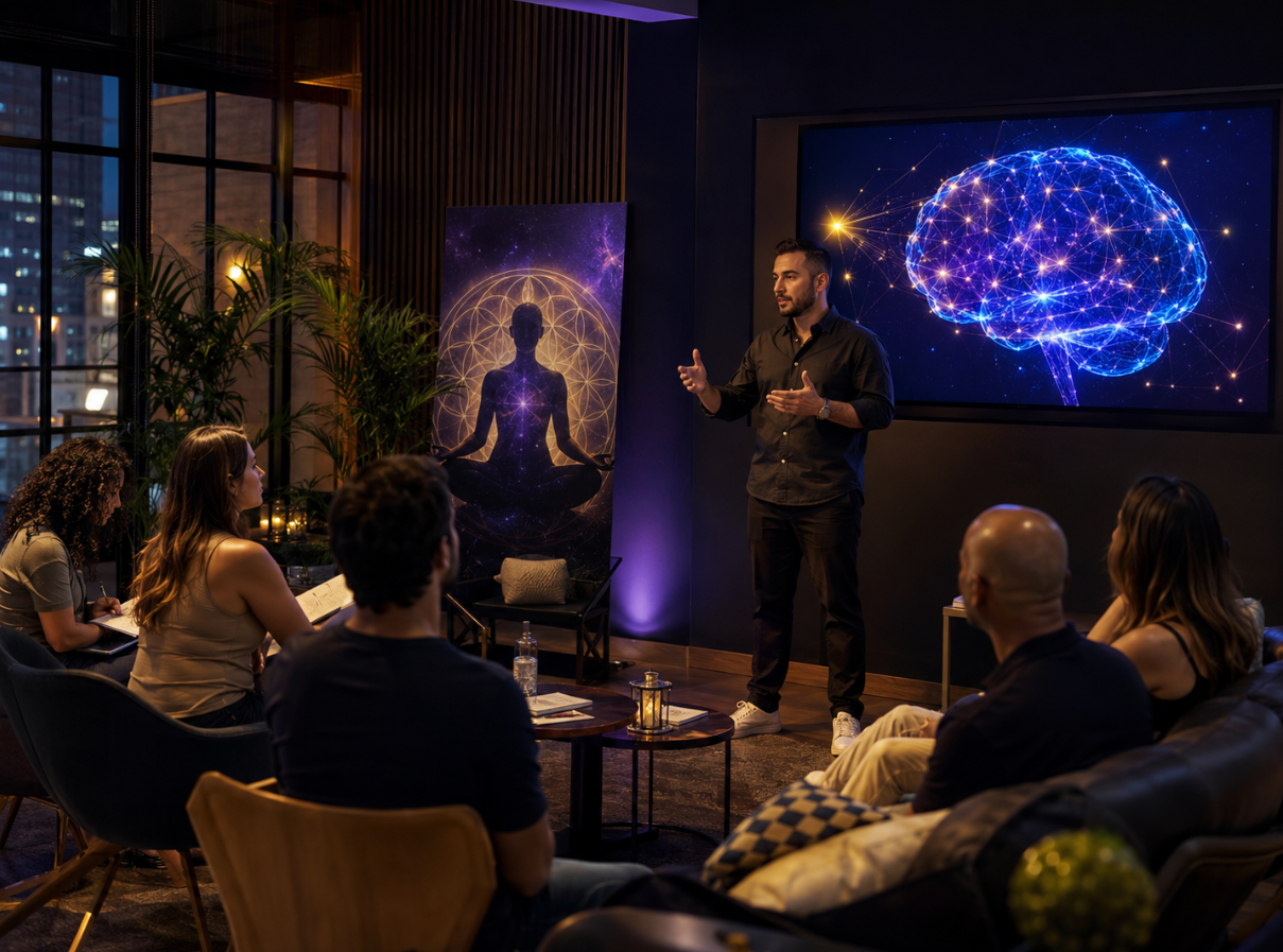 A calm guided hypnosis and nervous-system regulation setting